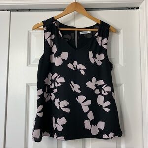 Ricki’s Black and Pastel Pink Floral Sheer Sleeveless Blouse Size US M